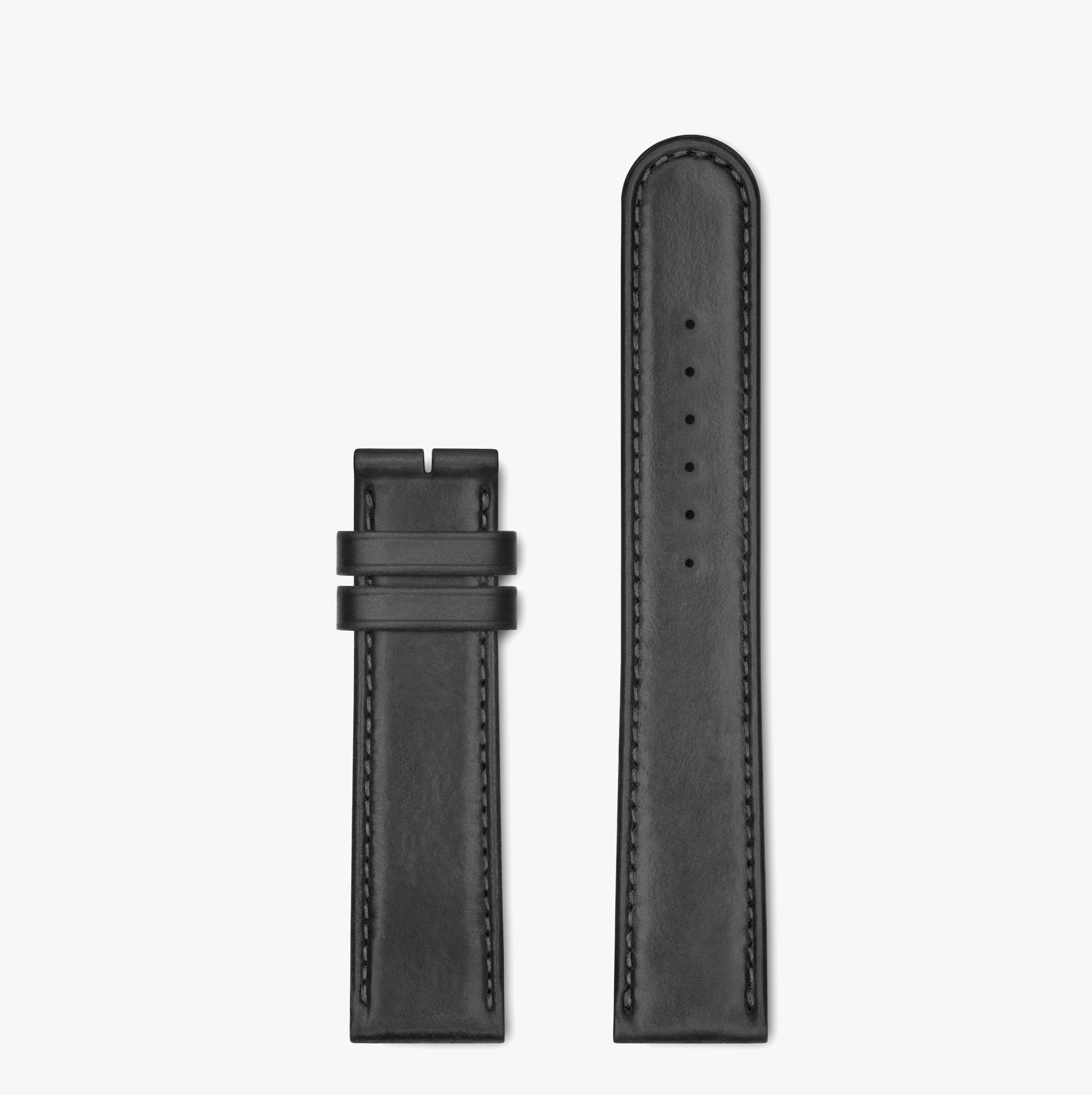 ホーウィン社製シェルコードバン、ヘリ返しブラックストラップ、18mm