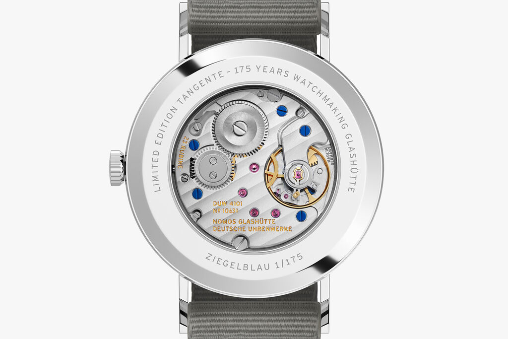 Tangente 38 date Ziegelblau — NOMOS Glashütte