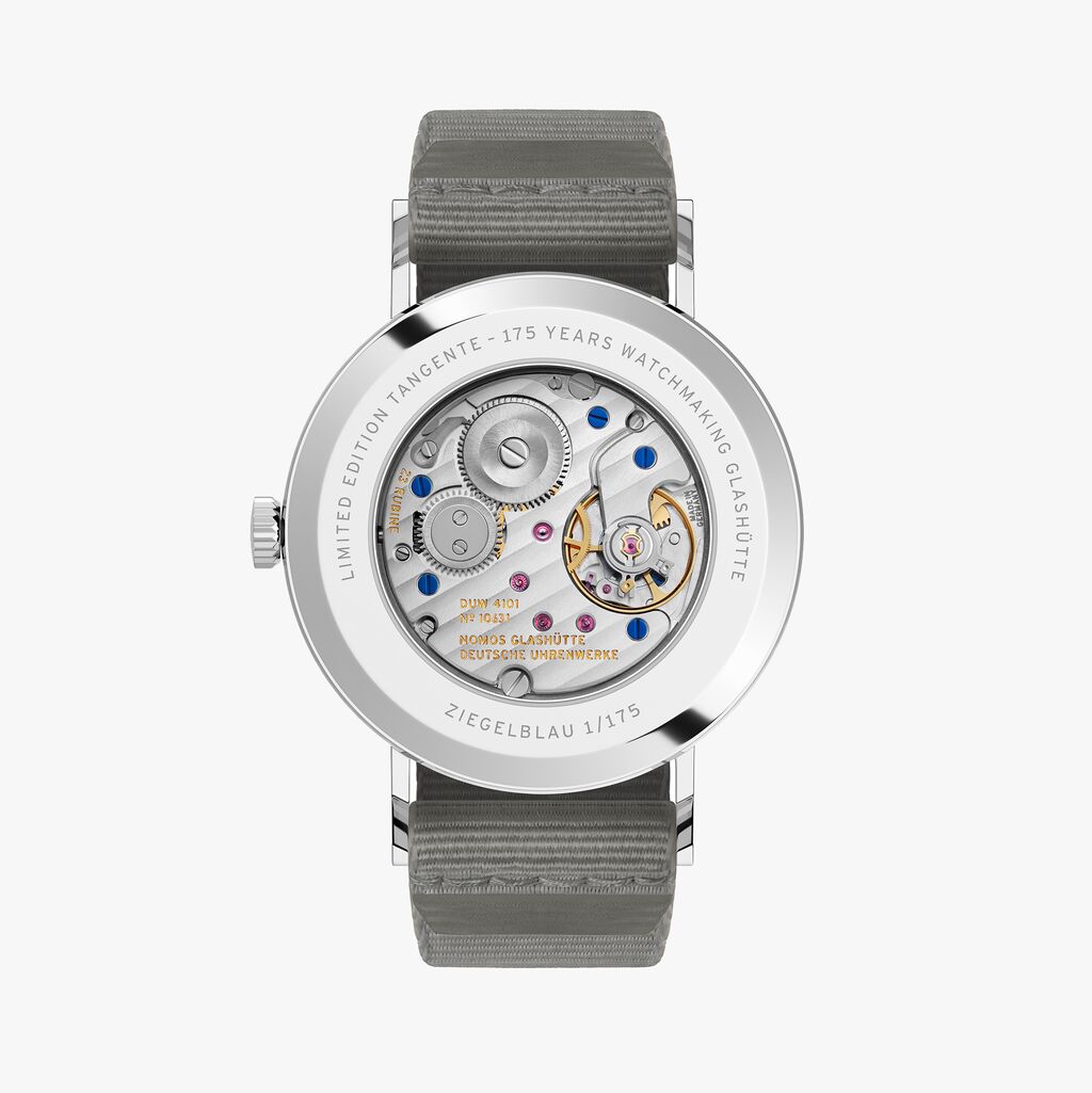 Tangente 38 date Ziegelblau NOMOS Glashutte